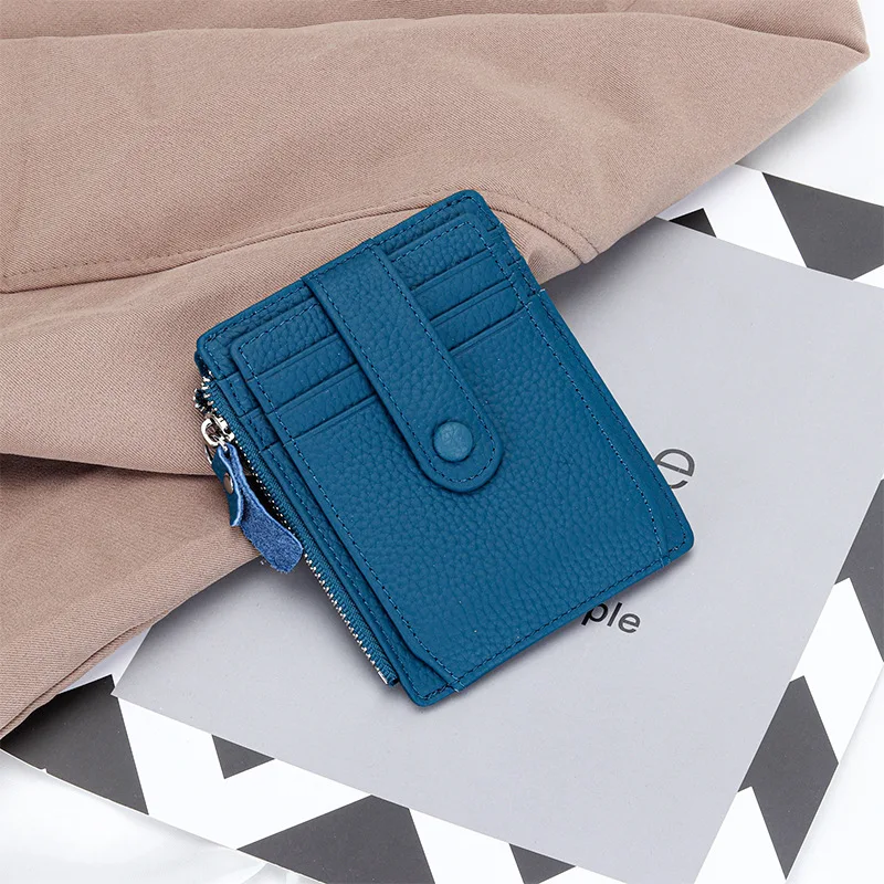 Women 100% Genuine Leather Wallets Small Coin Purse Mini Wallet With Zipper  Keychain Clutch Pouch Bag Pouch Key Card Holder - AliExpress