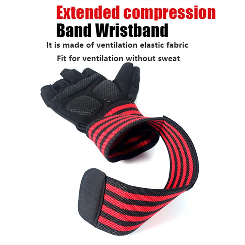 Body Building Gym Training Fitness WeightLifting Red Gloves Wrist Wraps Workout Half Finger For Men &Women