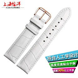 Elegant Multicolor Genuine Leather Strap: Premium Ladies' Watch Band Bracelet Accessories for 17mm (White rose gold pin)
