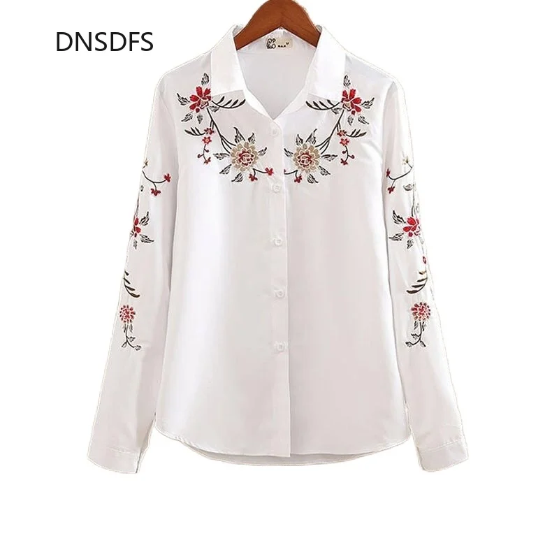Plus-Size-Shirt-Women-Embroidery-White-Tops-Blouses-Casual-Long-Sleeve ...