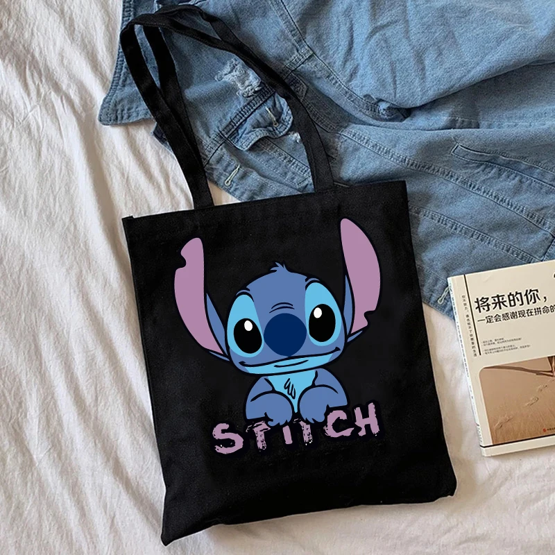 Y2k Disney Stitch Canvas Shoulder Tote Bag Women Shopper Harajuku Female