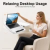 Laptop Desk Stand 360° Adjustable Tilting Overbed Table with Wheels Mobile Laptop Table Foldable Rolling Bedside Desk 60*40cm