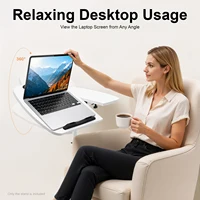 Feriales Mobiler Laptop-Tisch 360° Neigbar – Höhenverstellbarer Beistelltisch mit Rollen & Faltfunktion – Notebookständer für Bett & Sofa Weiß 1
