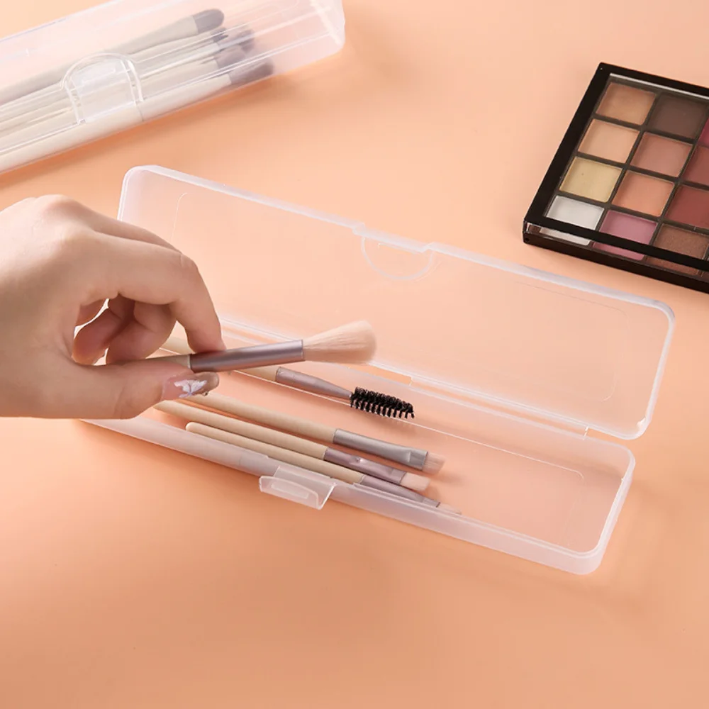2PCS light travel transparent dust-proof paint eye shadow eyebrow brush finishing box portable makeup brush storage box 3