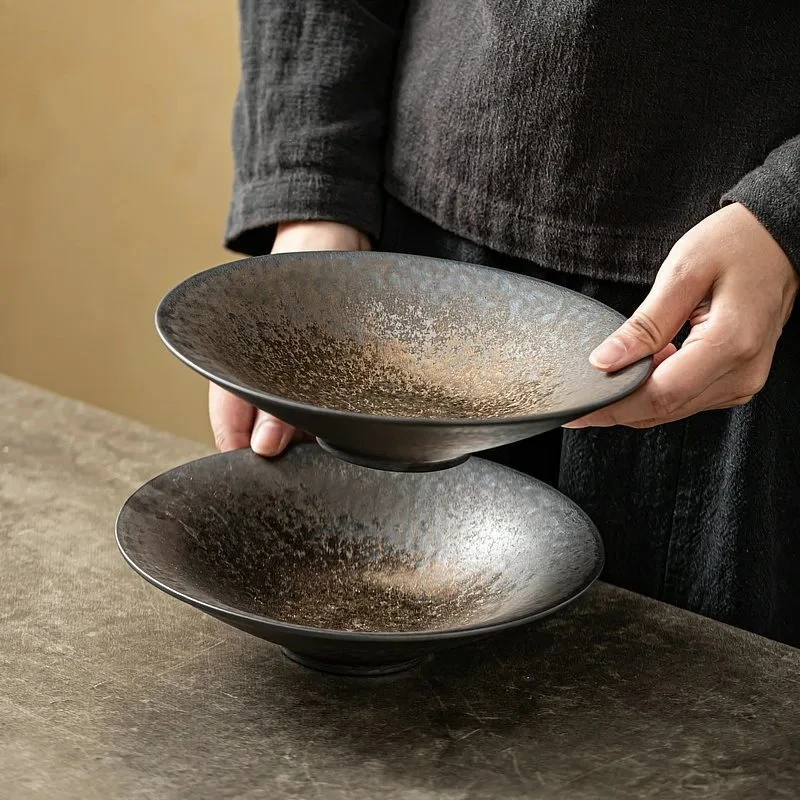 Vintage Ceramic Dinner Plate Thick Soup Plate Dessert Plate Fruit Salad Plates Pasta Plates Restaurant Specialty Tableware