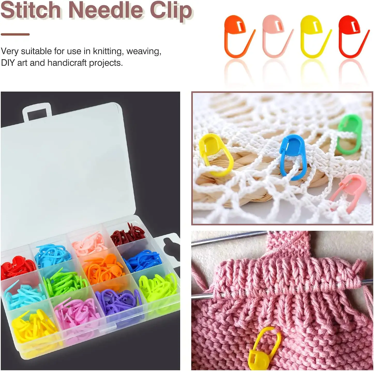 50/100Pcs Colorful Plastic Safety Pins Knitting Markers Crochet Stitch Clips for DIY Knitting Sewing Craft Clothing Accessorie
