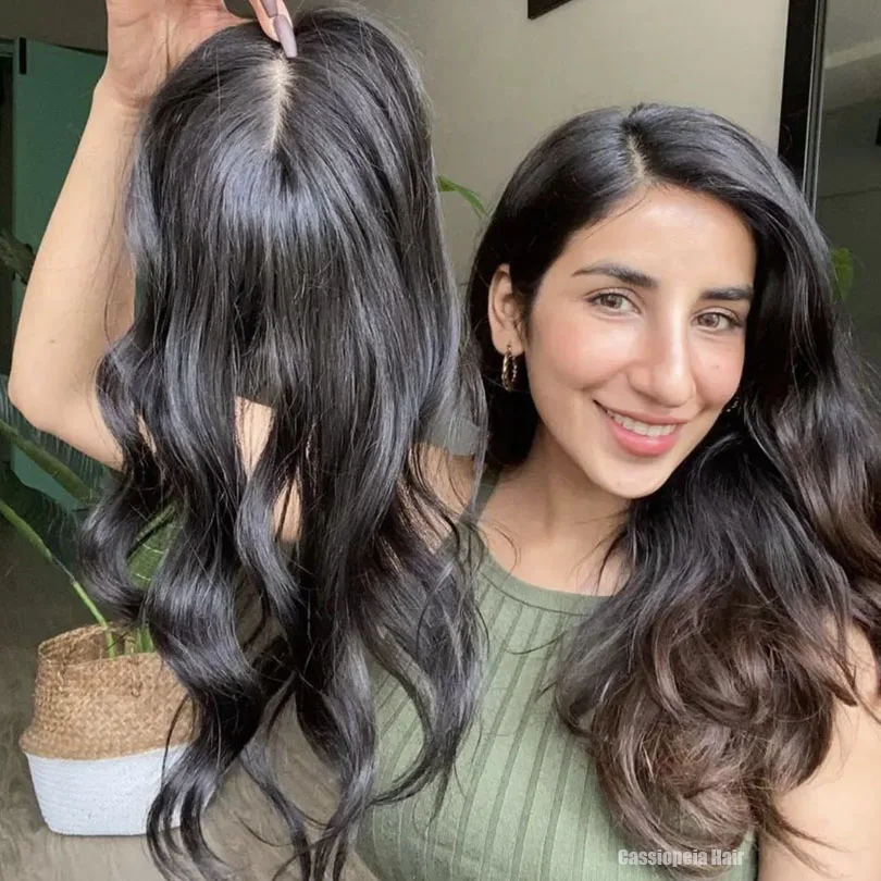 Hair Toppers Silk Skin Base Virgin Human Hair For Women With 4 Clips