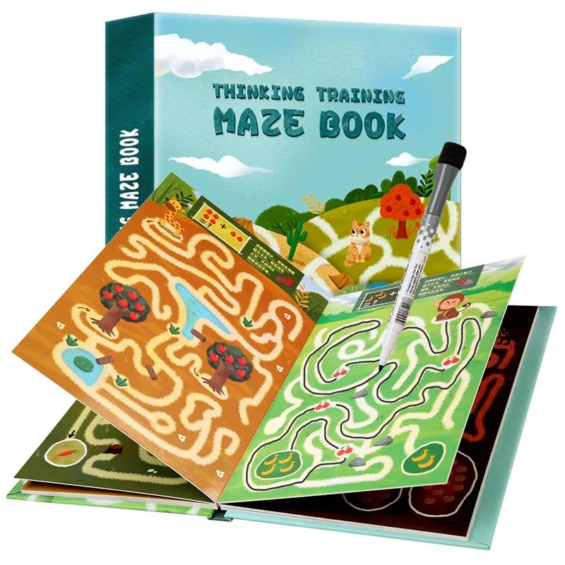 

Children's Maze Puzzle Toy 3-10 Years Old Intelligence Game Thinking Concentration Training Book Can Be Erased And Reused