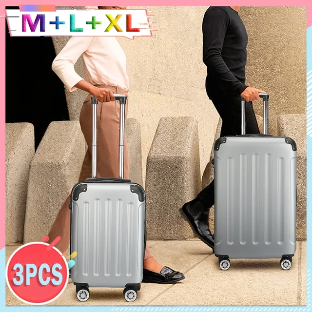 Anajqaqia Set de bagages – Ensemble de valises trolley trois pièces grises – Avec une conception à double roue et des serrures TSA pratiques 1