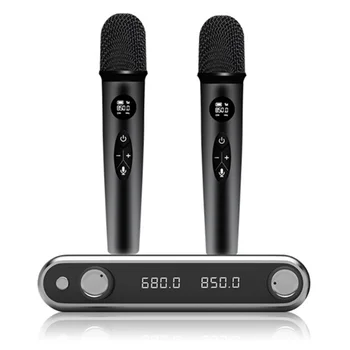 ABYM Wireless Microphone System Handheld Dynamic Microphones, Dual Wireless UHF Channels, 330Ft Range, Microphone For Karaoke Du