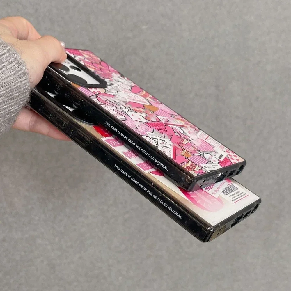 New Rabbit MagSafe Acrylic Black Border Case for Samsung Galaxy S22 Ultra S23 Ultra S24 Ultra Cover Protective Shell