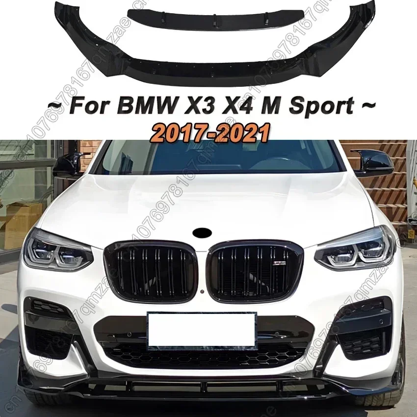 4Pcs Car Front Bumper Splitter Lip Diffuser Spoiler Black BMW X3 G01 & X4 G02 M40i M40d M-Pack M-Sport-Guard Cover car bumper spoiler bumper lip