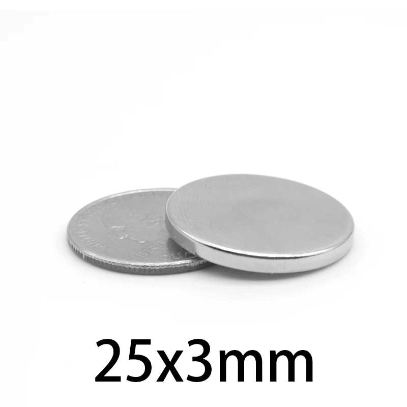 2 5 10 20 30PCS 25x3 mm Round Rare Earth Neodymium Magnet 25mm 3mm Search Magnet