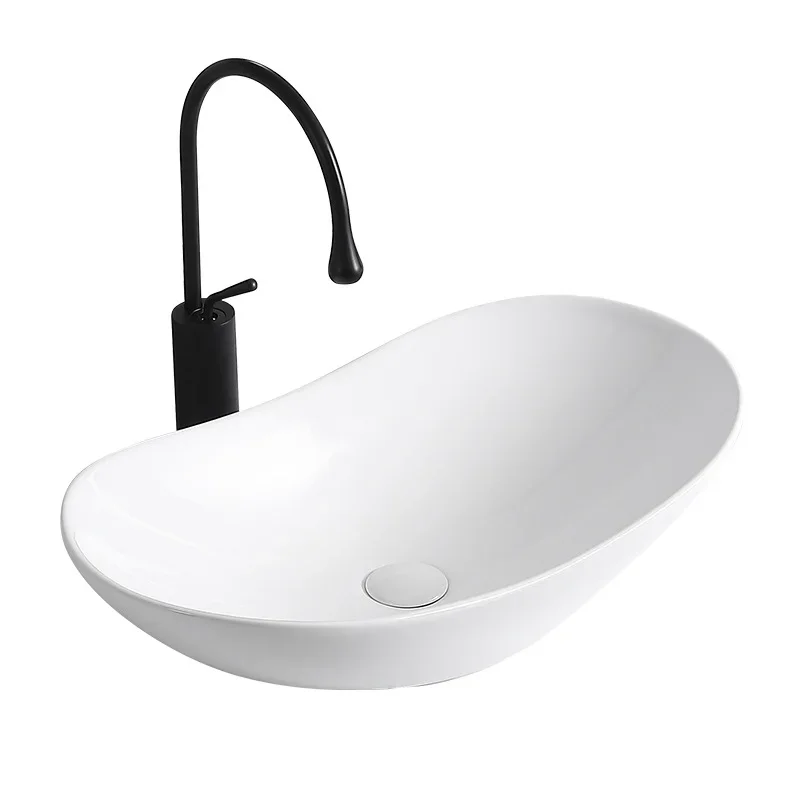Countertop Basin Wash Basin Side Drainage Ceramic Sink Balcony Wash Art Single Square Circle