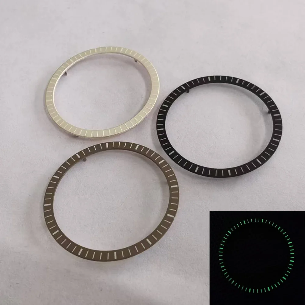 Green Luminous Black & Silver Hollowed Watch Dial with Ring
