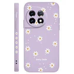 Smiling Daisy Liquid Silicone Phone Case Cover for OnePlus 12 5G (Light Purple)