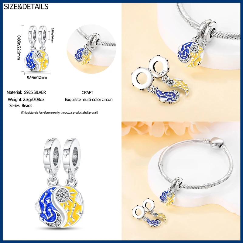 925 Sterling Silver Firefly Evil Eye Hot Air Balloon Blue Charms Fit Pandora Original Bracelet DIY charm jewelry
