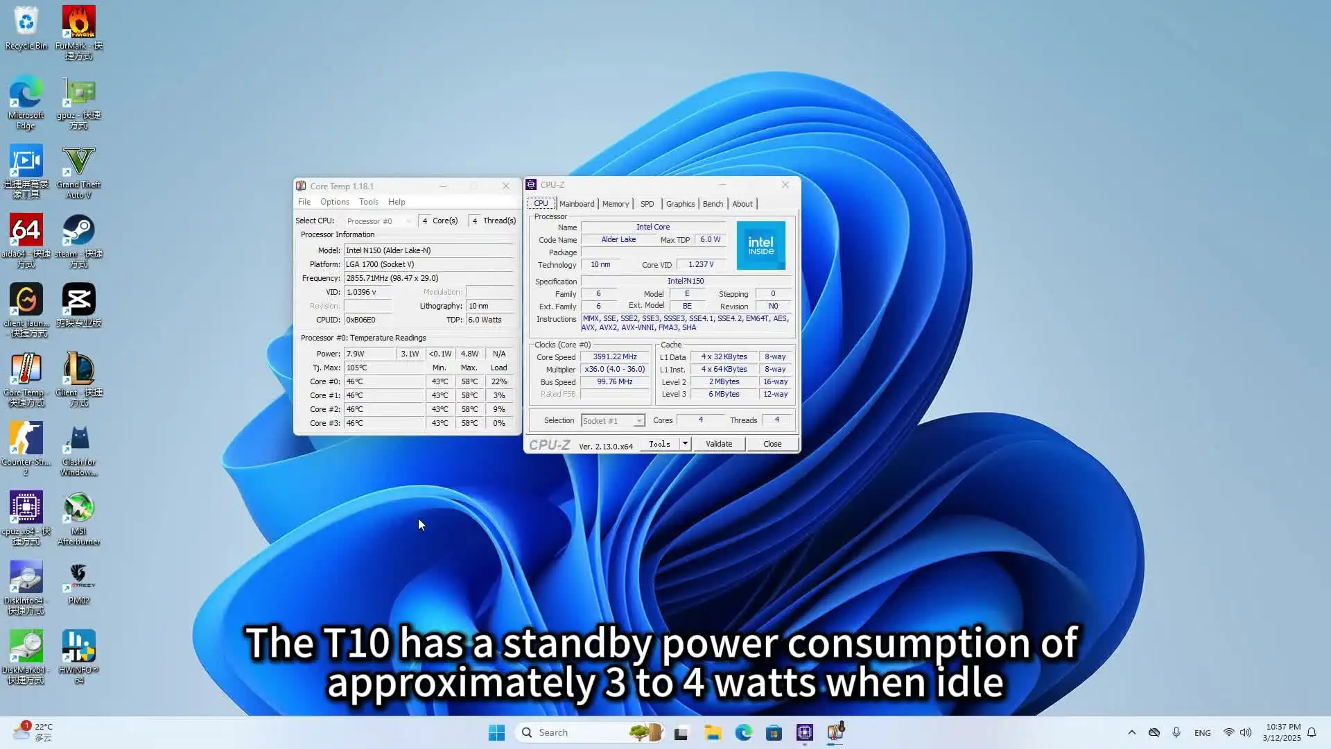 Мини-ПК T10 Intel Twin Lake N150 Windows 11 ультрамаленький карманный компьютер двойной SSD Type-C