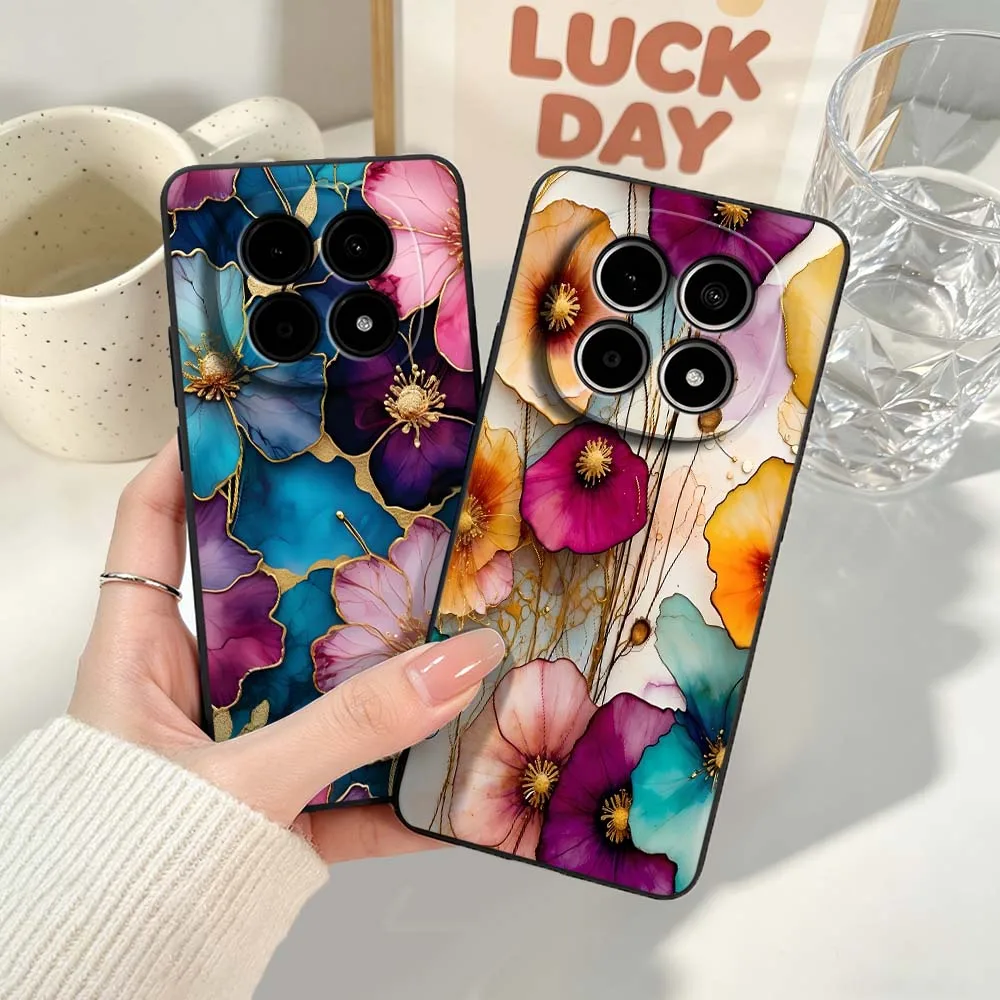 Elegant Black Soft Cover with Floral Butterfly Design Phone Case