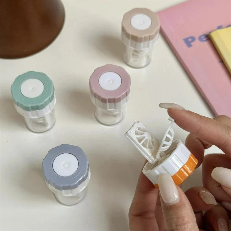 Compact Hand Rotating Contact Lens Cleaner - Dust-Proof Portable Cleaning Box