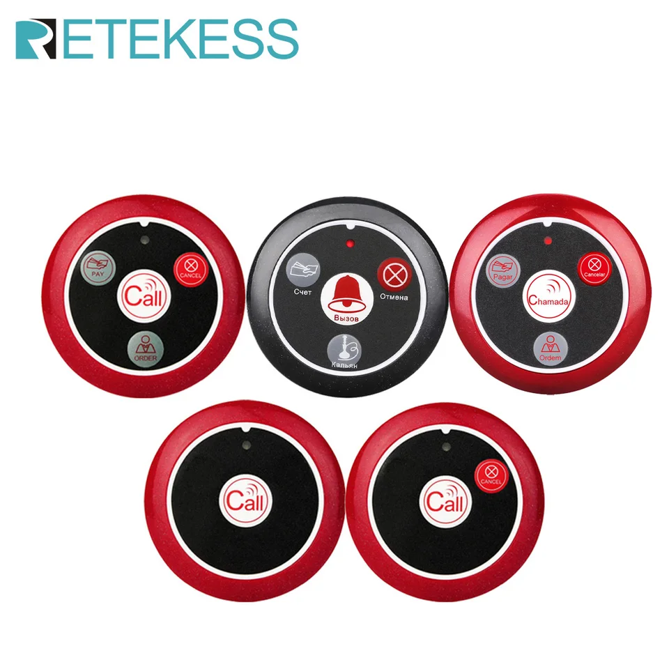 Sistema Cercapersone Retekess T117 – 5 Pulsanti Wireless Impermeabili Per Ristorante, Hotel E Bar, Compatibile Con Orologi T114 E T128