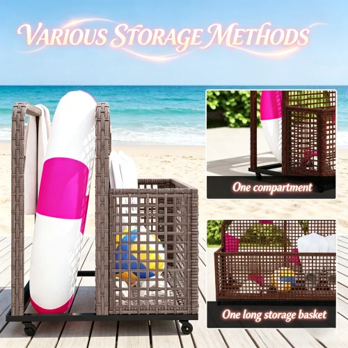 Outdoor Wicker Storage Cart 3