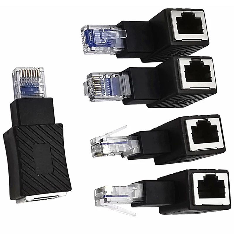 

RJ45 Male To Female Converter 90 Degree Extension Adapter Connector Extender for Cat5 Cat6 LAN Ethernet Network Cable