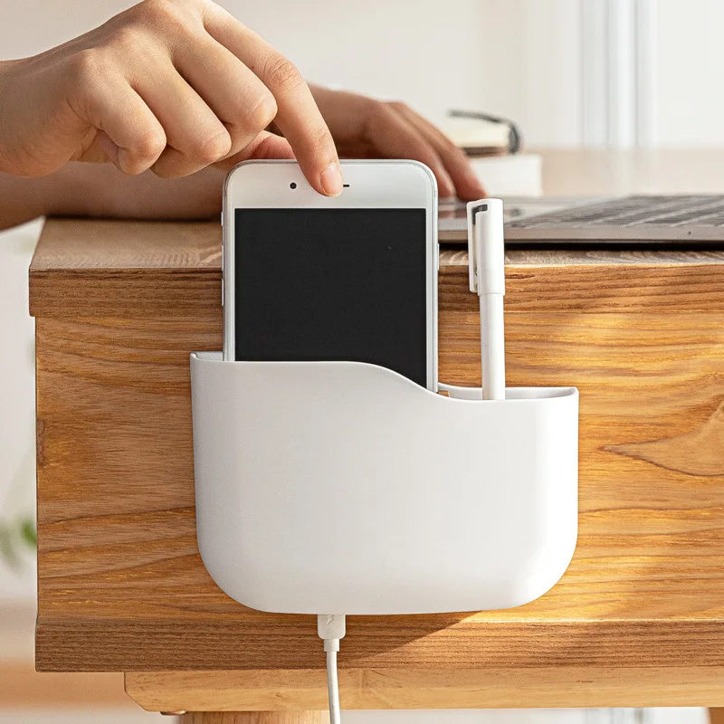 Wall Mounted Storage Box White Multi-Function Organizer Remote Control Storage Box for Tv Air Conditioner Cosmetic Storage Box 2