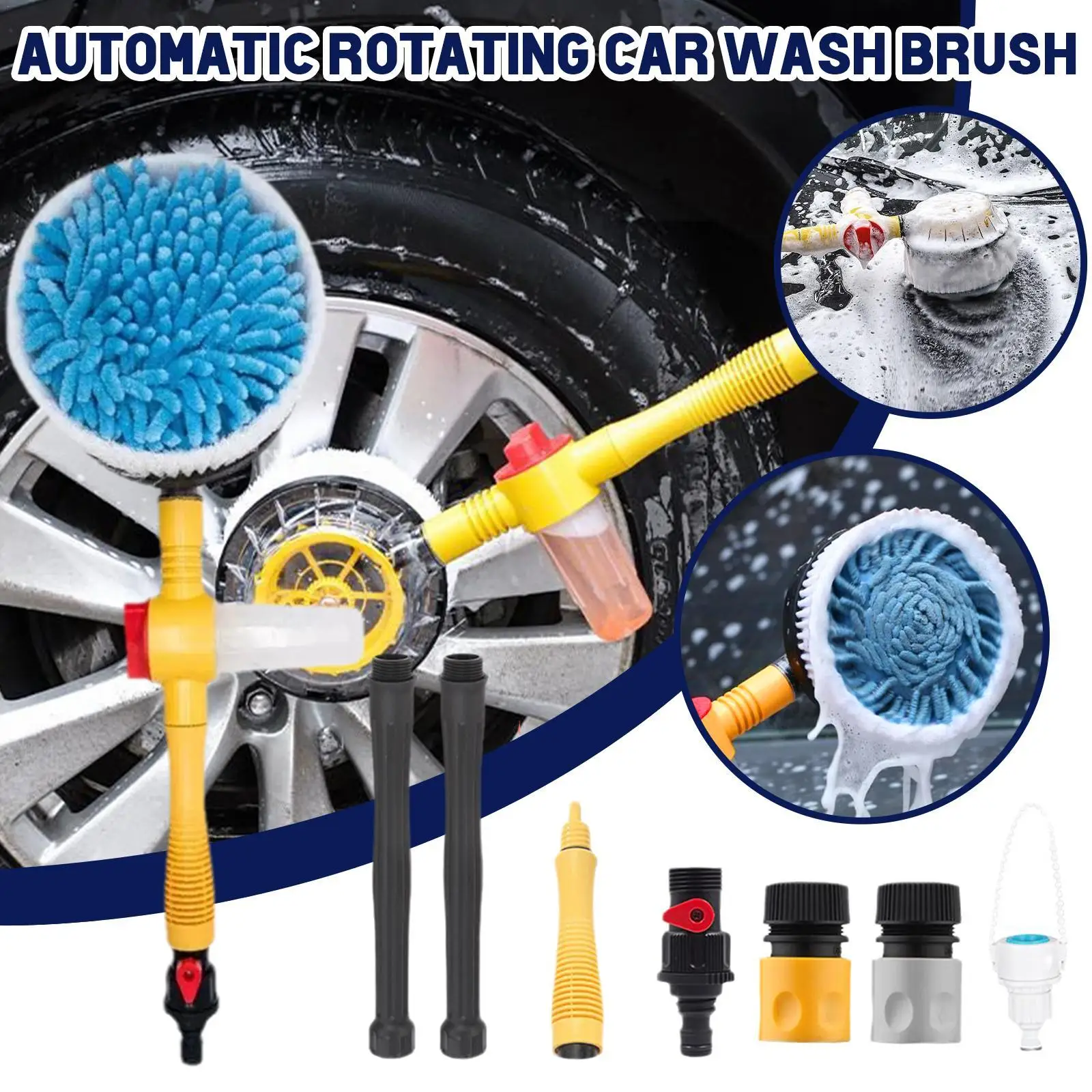 

Car Wash Brush Cleaning Tools Mop Long Handle Automatic Rotating Foaming Car Chenille Microfiber Wash Mop Auto Accessories