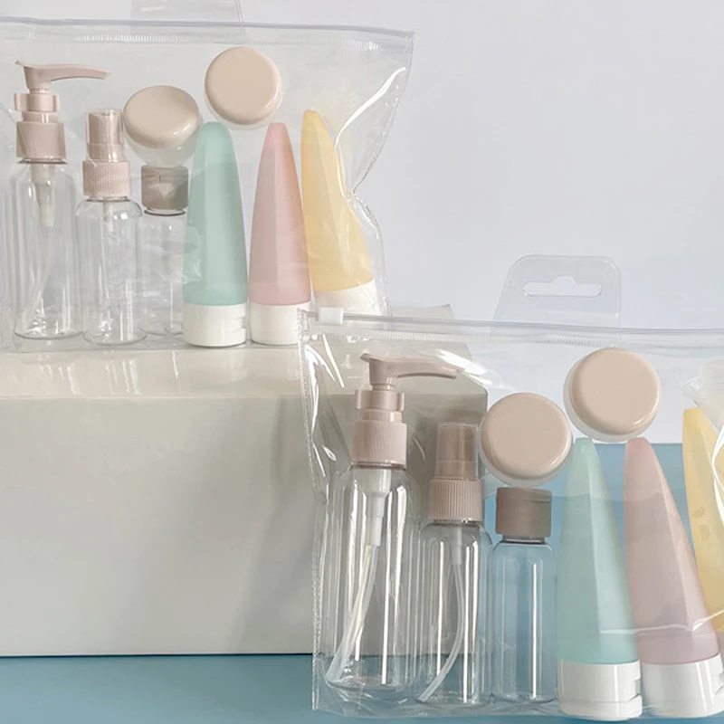 11 Piece Travel Suit Plastic Cosmetic Bottle Lotion Toner Spray Shampoo Soap Dispenser soap dispenser,spray bottle,shampoo dispenser,refillable plastic bottles,refillable bottle,plastic lotion bottle,soap dispenser bottle