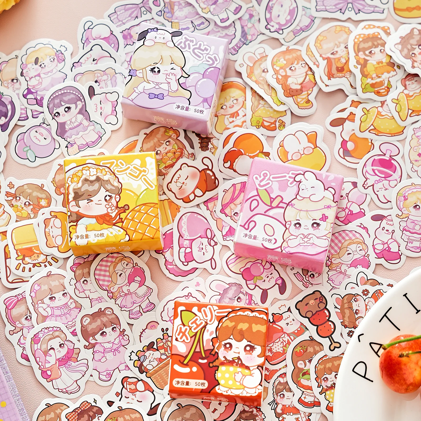 

32 box/lot Creative Fruit Animal Girl Stickers Cute Scrapbooking DIY Diary Decorative Sealing Sticker Album Stick Label