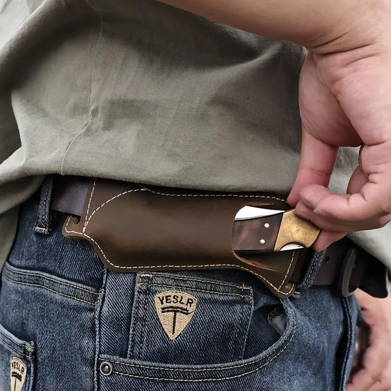 RIYAOVintageGenuineLeatherFoldingKnifeWaistBeltCaseSheath