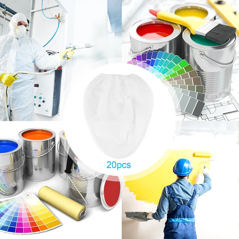 20 Pack Strainer Bag, 5 Gallon Paint Strainer With Elastic Top Opening White Fine Mesh Filters Bag For Paint Gardening