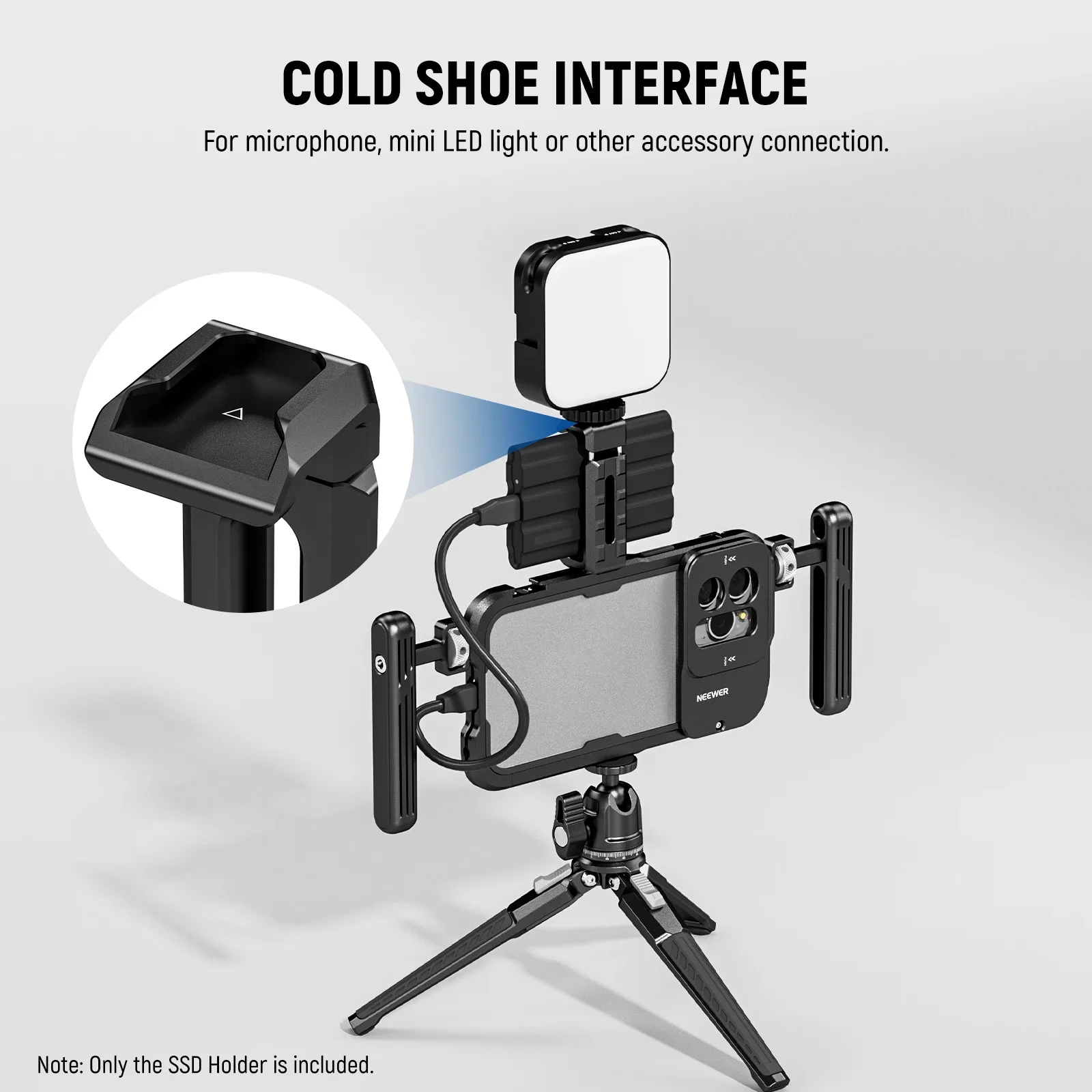 T5 T7 T9 SSD Holder Mount Bracket for iPhone 15 Pro Max Phone Cage PA023, 2.2"-3