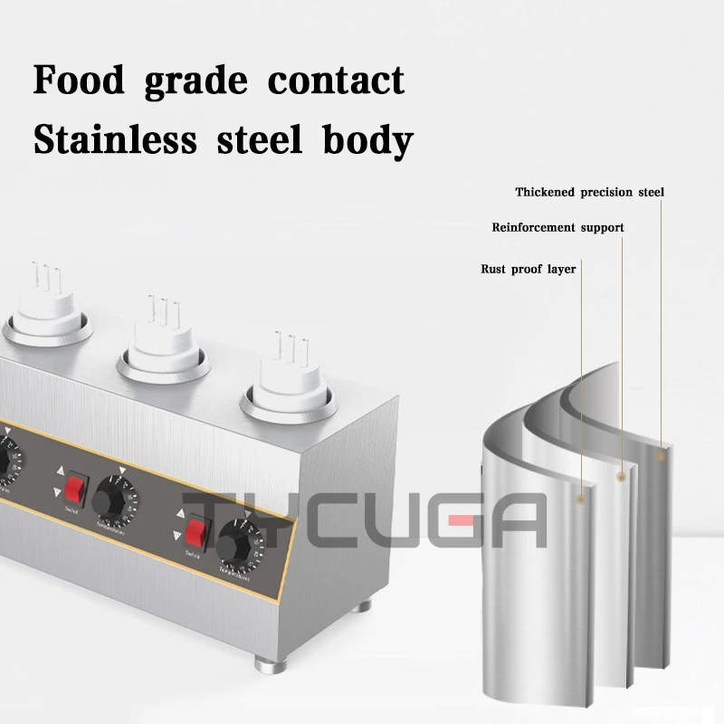 Sauce Warmer Commercial Chocolate Warming Machine Stainless Steel Electric Soy Jam Heater Filling Machine 1/2/3 Bottles 110V220V 4