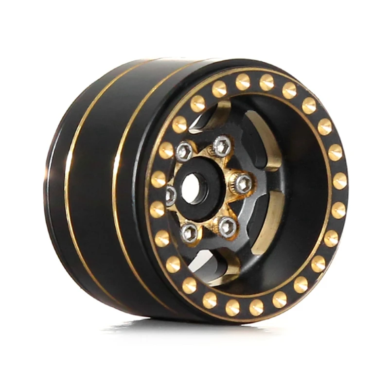 4Pcs 1.0 Plus Brass Beadlock Wheel Rims Wheels For 1/18 TRX4M SCX24 FCX24 RC Car Upgrade Parts-HDL