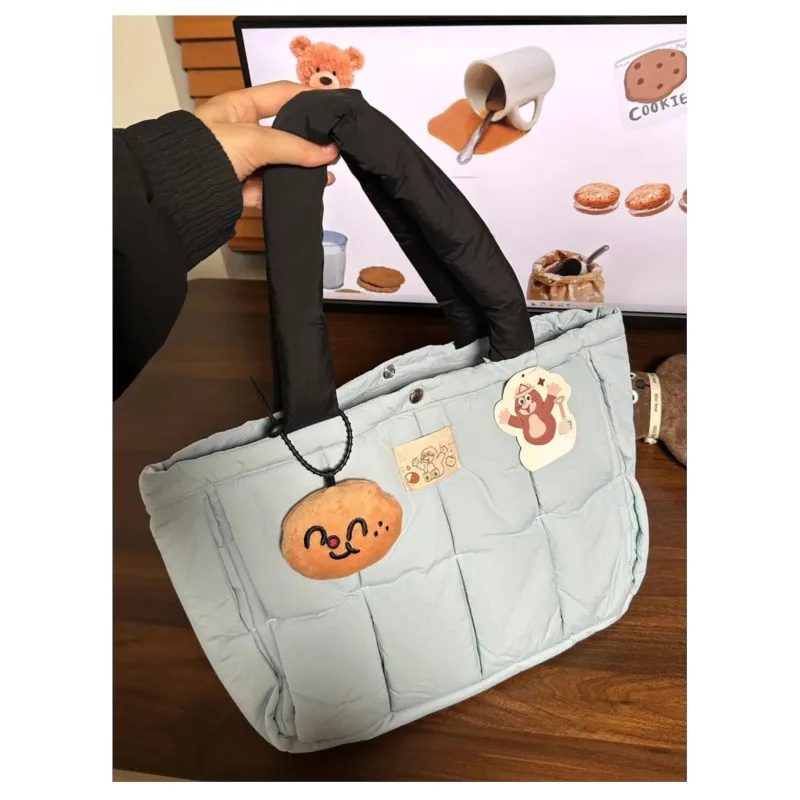 JIAERDI Lightweight Puffy Blue Shoulder Bags Women New Harajuku Soft Comfortable Tote Bag Hot Girls  Large Capacity Handbag Y2k