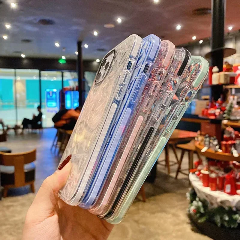 Diamond Pattern Shockproof Transparent Phone Case