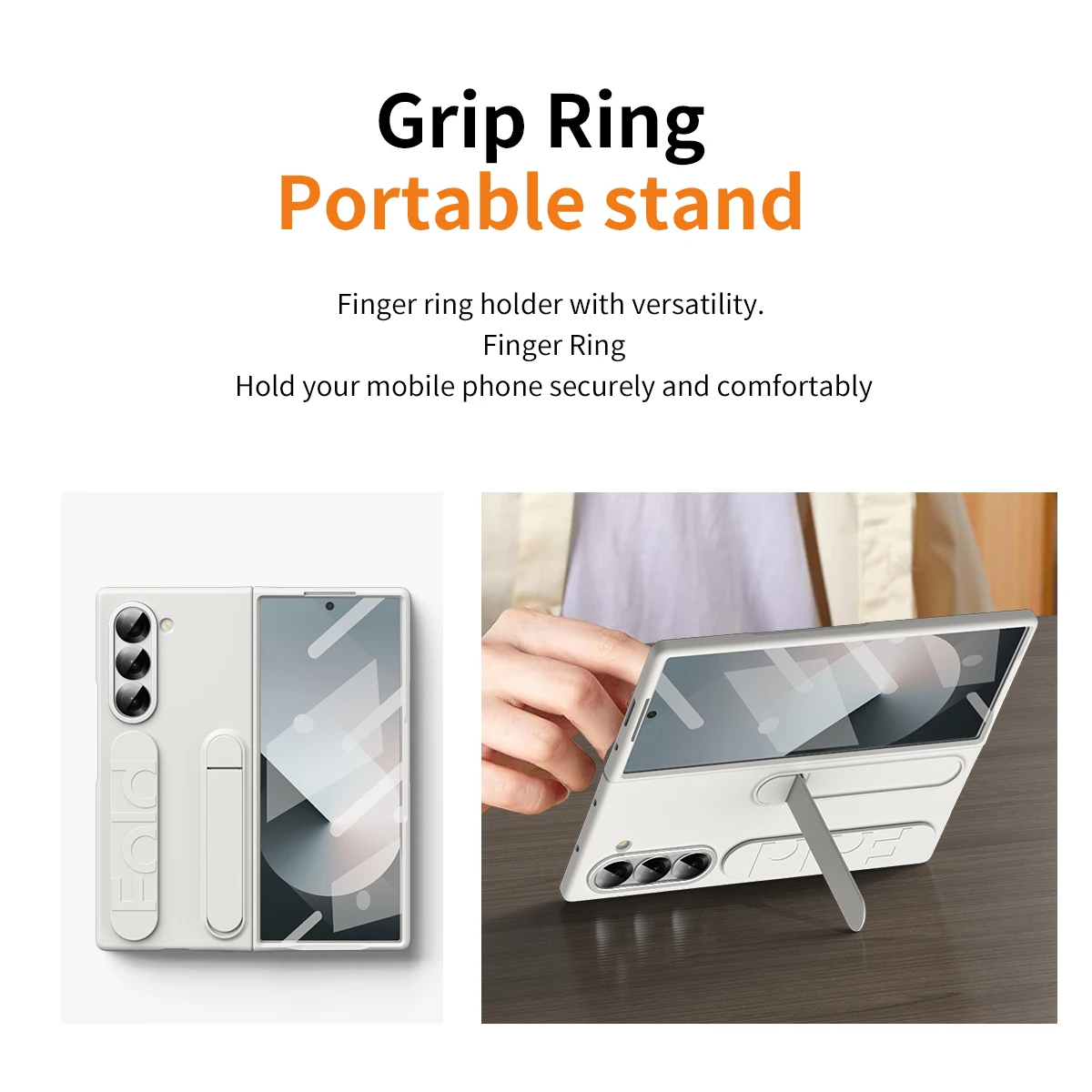 Premium Foldable Wristband Stand Case with Front Glass Protection and PC Plastic Cover