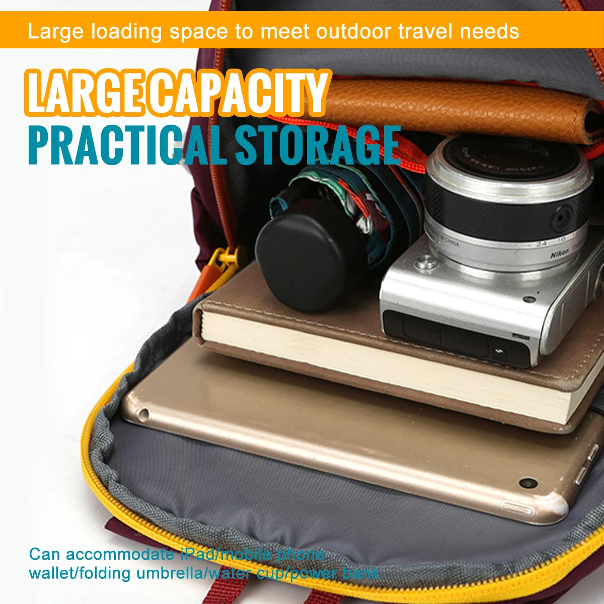 WRELS Sports Backpack Large Capacity Gym Bag Waterproof Anti-Theft Travel Backpack Lightweight Outdoor Camping Cycling Backpack