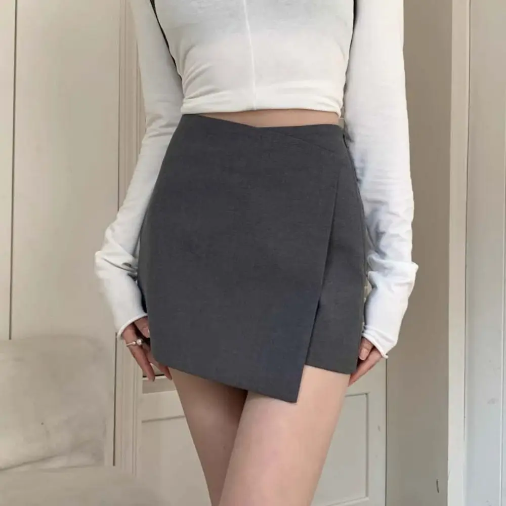 Asymmetrical A-line Short Skirt High Waist Slim Fit Mini Short Skirt Summer Spicy Girl Style Women's Shorts Pants Spring Summer