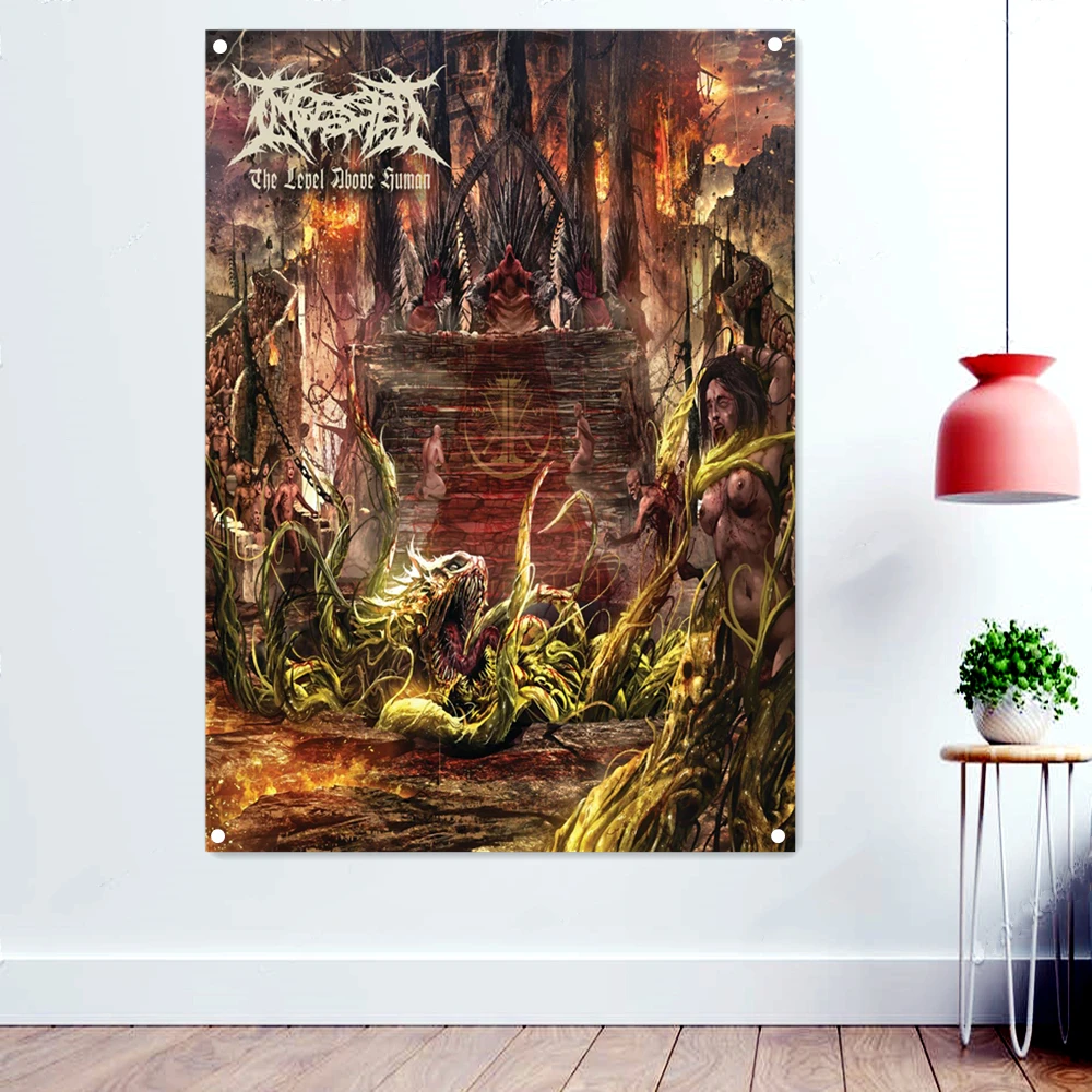 

Настенная картина «King of Hell», страшный кровавый флаг смерти, искусство, искусство, искусственная живопись, баннер из тяжелого металла, музыкальные постеры, домашний декор