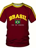 2025 Summer New Five-star Brasil Print T-shirt For Men Short Sleeve O-neck Tees Vintage Casual Sports Mesh Jersey Oversized Tops 6