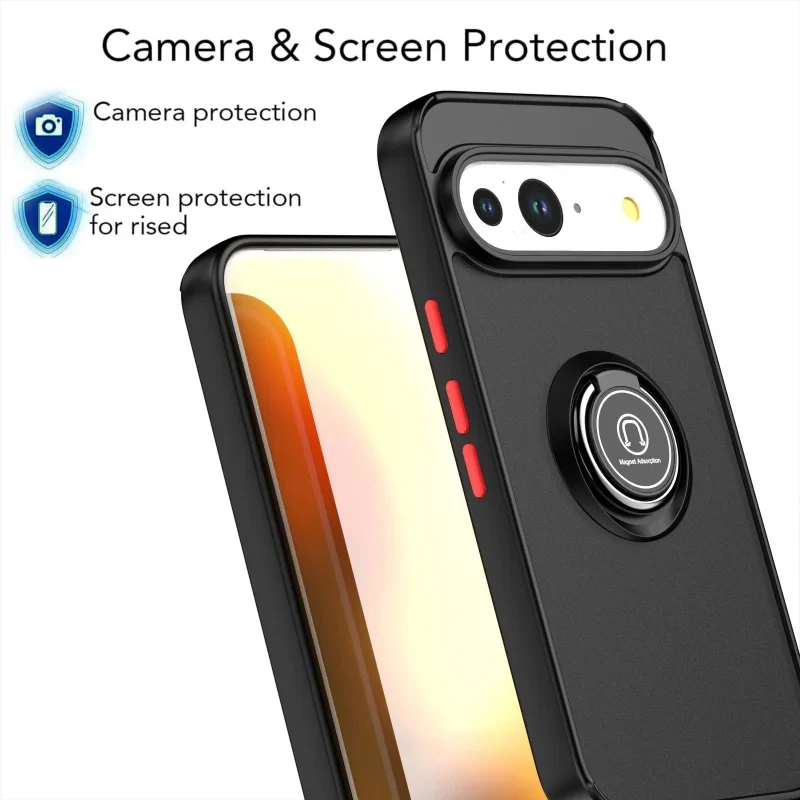 Luxury Matte Phone Case With Rotating Ring Holder For Google Pixel_voghion.com