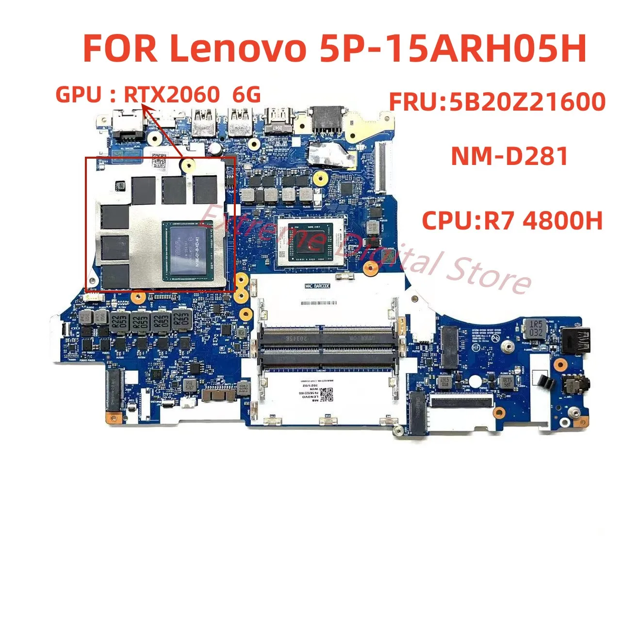 For Lenovo 5P-15ARH05H notebook computer motherboard NM-D281 with R7 ...