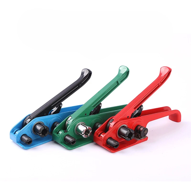 Packing Strapping Tensioner & Cutter Manual Banding Tools Windlass for Polyester Polyproplyn Strap, Red, Blue, Green
