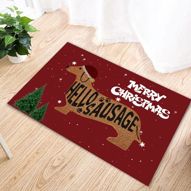Simpatico tappetino per porta bassotto s zerbino natalizio, fiber