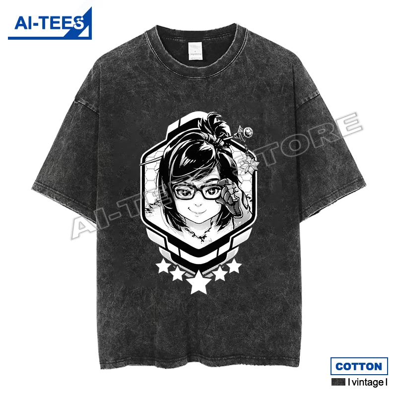

Overwatch T Shirt Cartoon Styl Mei-Ling Zhou Graphic Print T-shirt Cotton Vintage Hip Hop Streetwear Men Women Oversized Tees