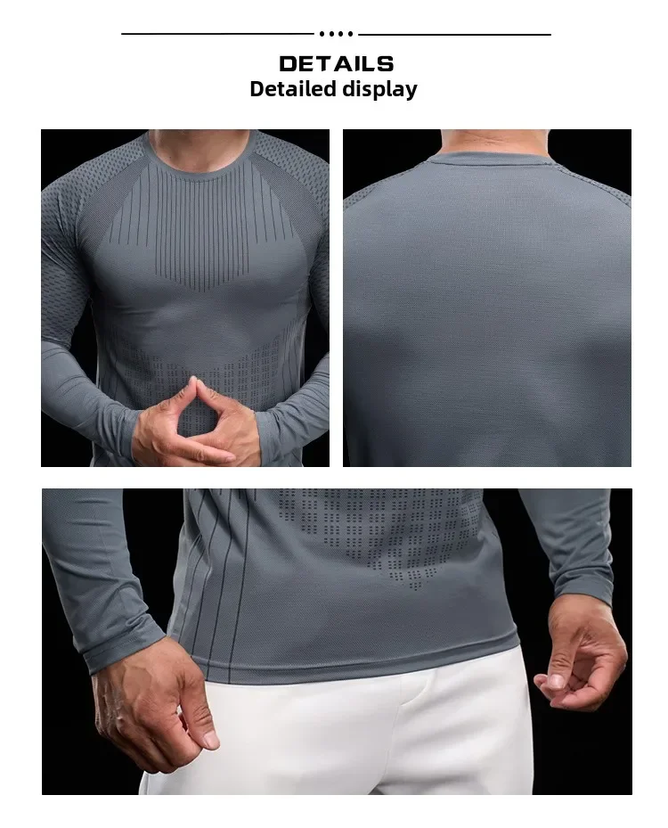 Men Athletic Running Shirt Elastic Training T-shirt Gym Fitness Workout Tight Outdoor Jogging Sweatshirt