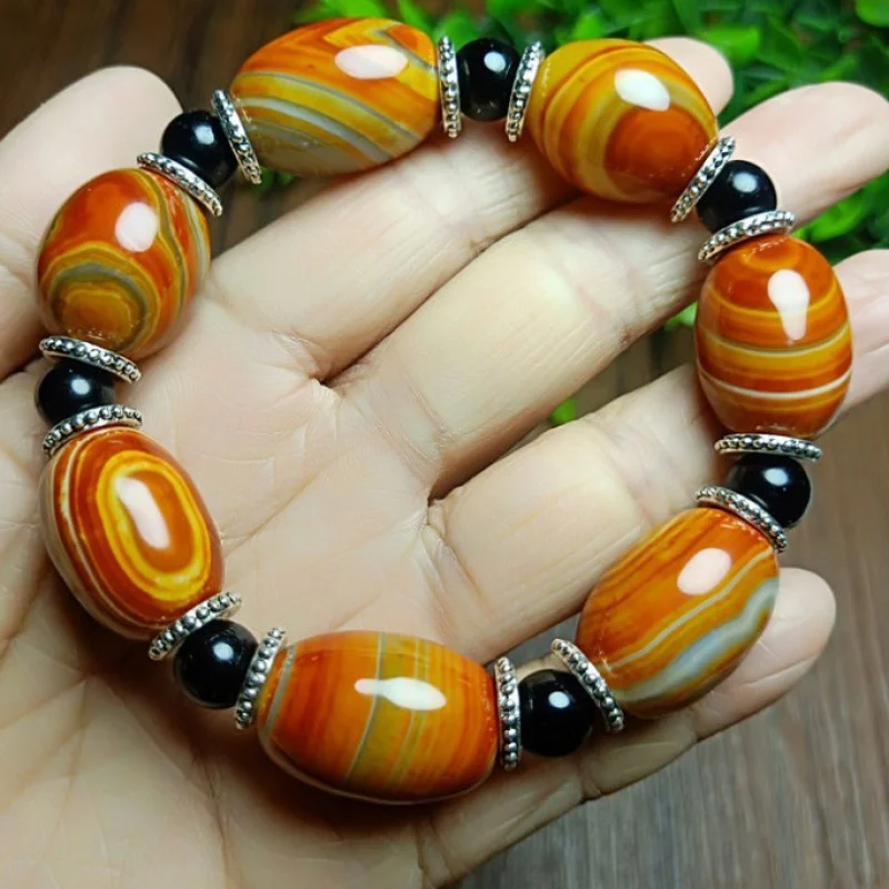 

Браслеты Sardonyx из агата для мужчин и женщин, красные бочонные бусины